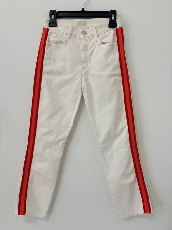 #319 MOTHER Retail $228 Mid Rise Dazzler Crop Sz 27 Whipping The Cream PinkRacer - Picture 2 of 15